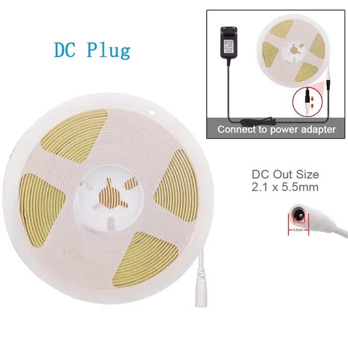 Bande lumineuse LED COB Ultra fine, 3mm, 5mm, 12V, 24V, 8MM, avec prise DC/2 broches, éclairage liné
