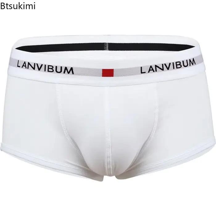 Nouveaux Boxers Homme 2026 – Sous-vêtements en Coton Respirant à Taille Basse avec Poche U Convexe, Couleur Unie
