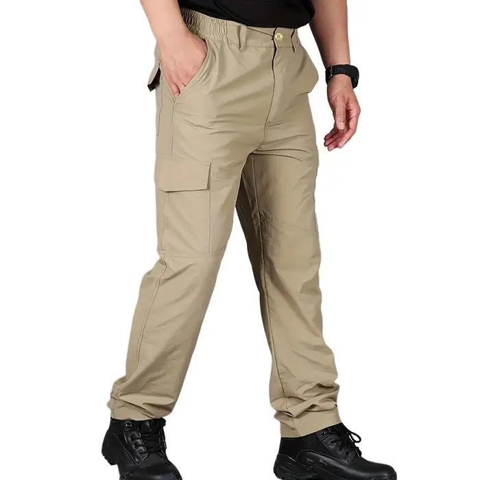 Pantalon Cargo décontracté pour hommes, plusieurs poches, séchage rapide, fin, randonnée en plein ai