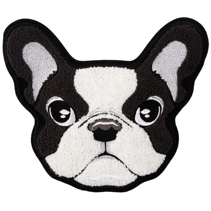 1 PC grand nouveau Style dessin animé bouledogue français Chenille Patch broderie patchs bricolage vêtements Applique couture sur accessoire sans colle