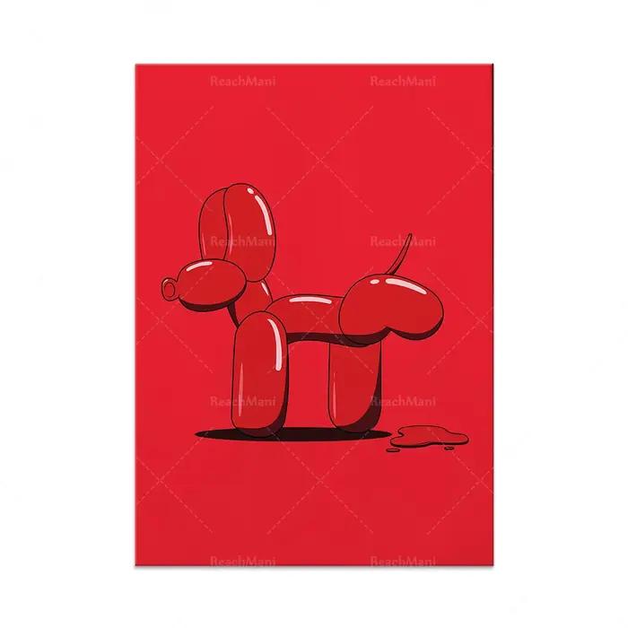 Affiche de chien de ballon de pipi rouge, art de mur de toilette, HOArt