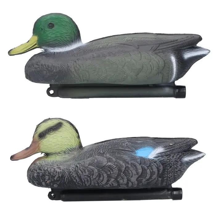 Canard de chasse en plastique moulé pour décoration de bassin de jardin, idéal pour embellir votre espace extérieur ou comme appât de chasse, disponible en gris et vert armée