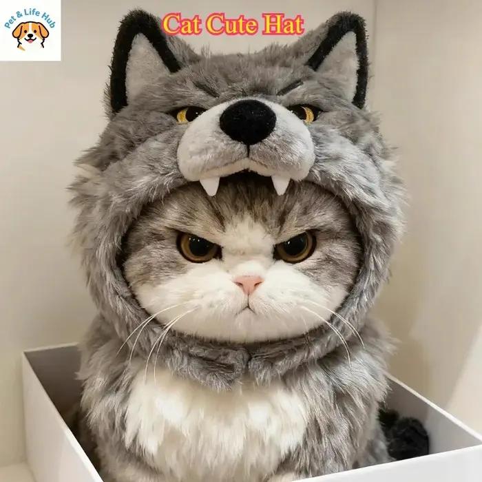 Capot en forme de tête de loup pour chien et chat, mignon, poupée en peluche, décoration d'automne e