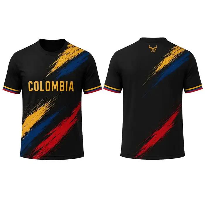 T-shirt imprimé 3D drapeau colombien, maillot de football respirant à séchage rapide pour sports de