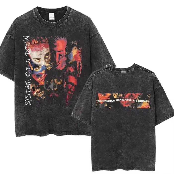 Système d'un Album de toxicité duvet graphique lavé T-shirts hommes femmes Rock surdimensionné t-shi