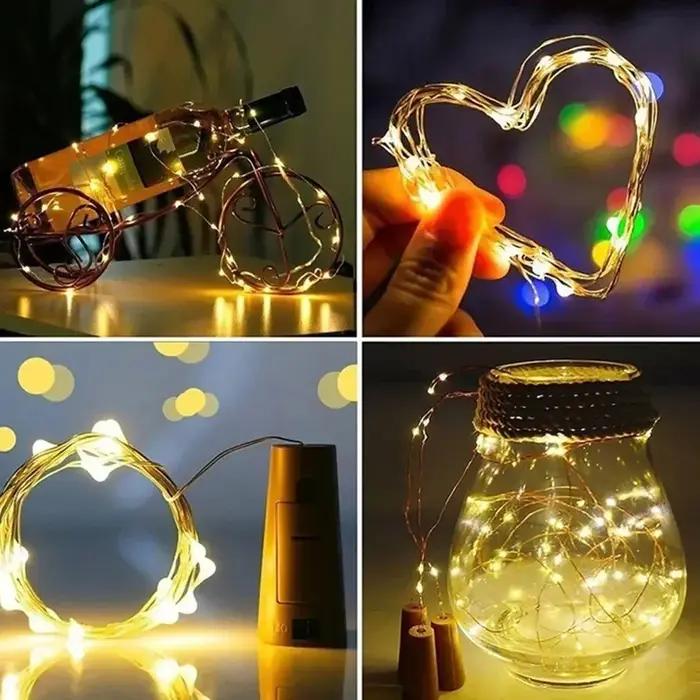 Cordes d'éclairage LED en liège pour vin, 1M/2M/3M, lumières de bouteille pour fête, mariage, noël,