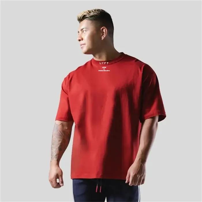 LYFT 100% coton hommes T-Shirt de gymnastique coupe ample à manches courtes Sport Fitness course entraînement chemise d'entraînement en tailles M à XXXL