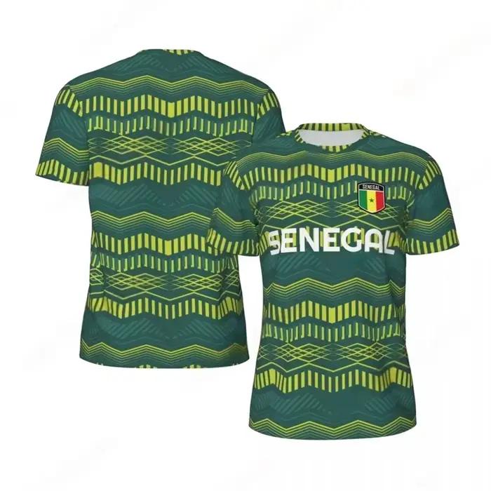 Maillot de football à manches courtes pour hommes, avec motif du drapeau du Sénégal, séchage rapide, respirant, léger, pour les passionnés adultes