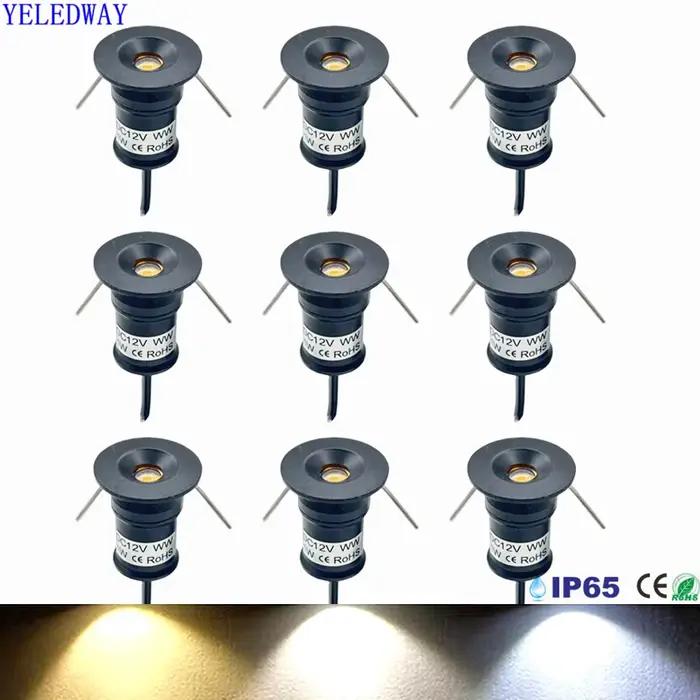 IP65 1W Mini LED Downlight Dimmable projecteur extérieur escalier armoire lumière 12V noir blanc arg