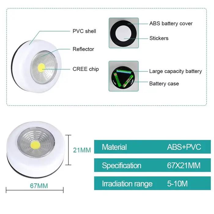1/2/3/5 pièces LED Mini veilleuse tactile alimenté par batterie placards meubles chambre chevet main