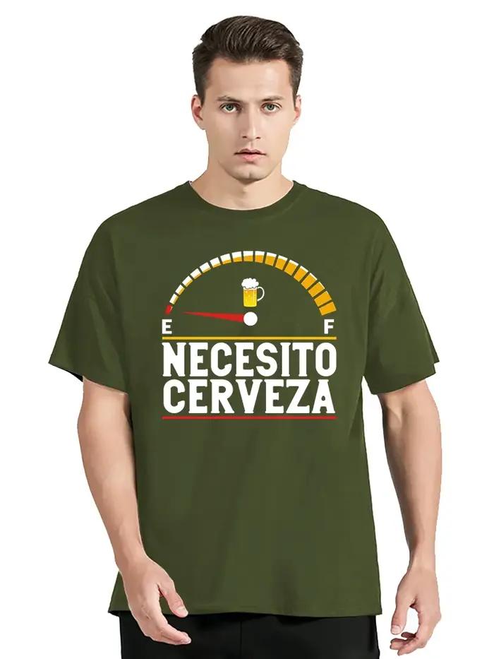Men's Clothing Oversized T-shirt Necesito Cerveza Spanish I Need Beer Quote Saying T Shirt Custom Co