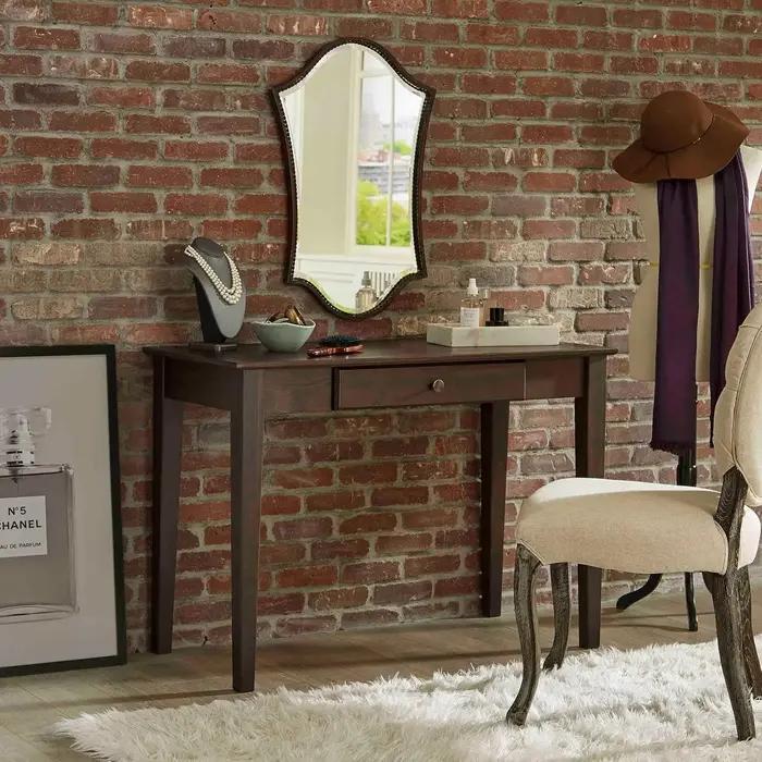 Bureau Shaker 44 pouces, table de maquillage, bois espresso, chambre à coucher, bureau, salle d'étud