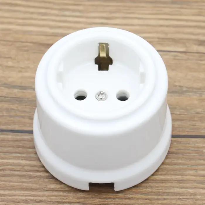 AC 220-250V 16A norme européenne prise murale en céramique mise à la terre rechargeable femelle sans
