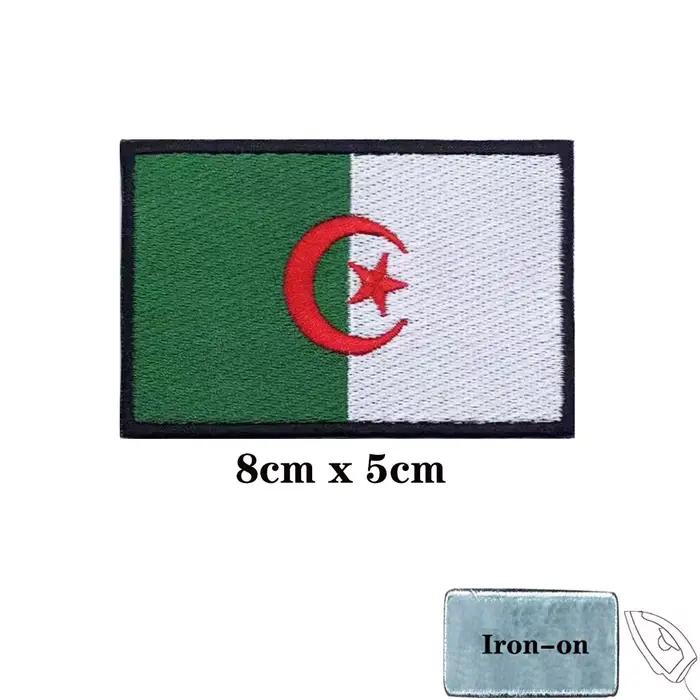 Patch brodé drapeau préliminaire algérien en polyester, style crochet et boucle, rectangle 8x5cm pour DIY et artisanat militaire