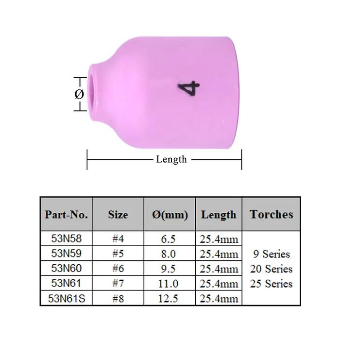 Buses en alumine pour TIG WP9 17 18 25.4, 53N58 53N59 53N60 53N61 53NÉgalement S 35mm 53N58L 53N59L