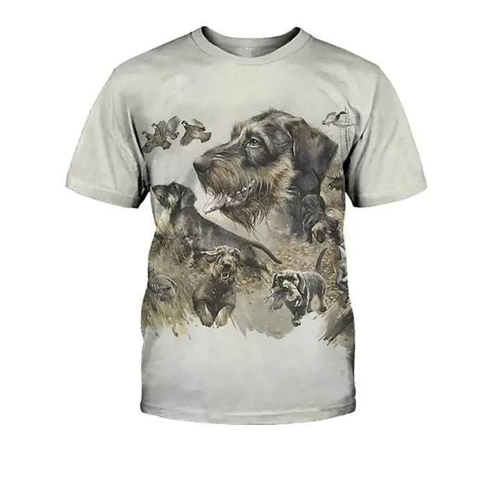 T-shirt imprimé chien de chasse décontracté pour hommes et femmes, style Harajuku Y2K, col rond, manches courtes, motifs teckels, t-shirts respirants pour toutes les occasions