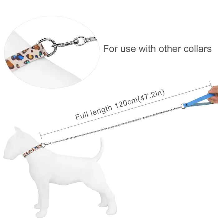 Laisse pour chien en métal avec poignée confortable, sécurité améliorée et confort, chiens de taille moyenne et petite, 120cm