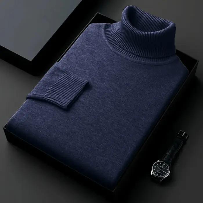 Pull à col roulé anti-boulochage pour hommes, pull à manches longues, coupe couvertes, haute qualité