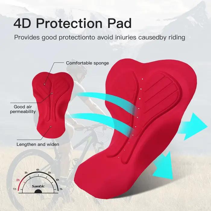 Santic hommes cyclisme cuissard 4D coussin rembourrage cyclisme bas cuissard longue Distance vtt rem