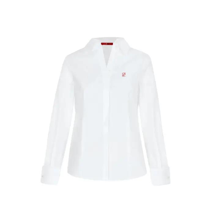 Vêtements pour femmes CH - Chemise blanche boutonnée pour femmes avec logo CHHC brodé, manches longu
