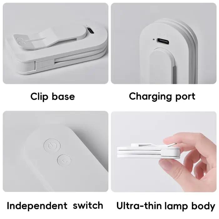 Lampe de lecture à clipser LED – Lampe de lecture réglable, portable et rechargeable par USB pour la