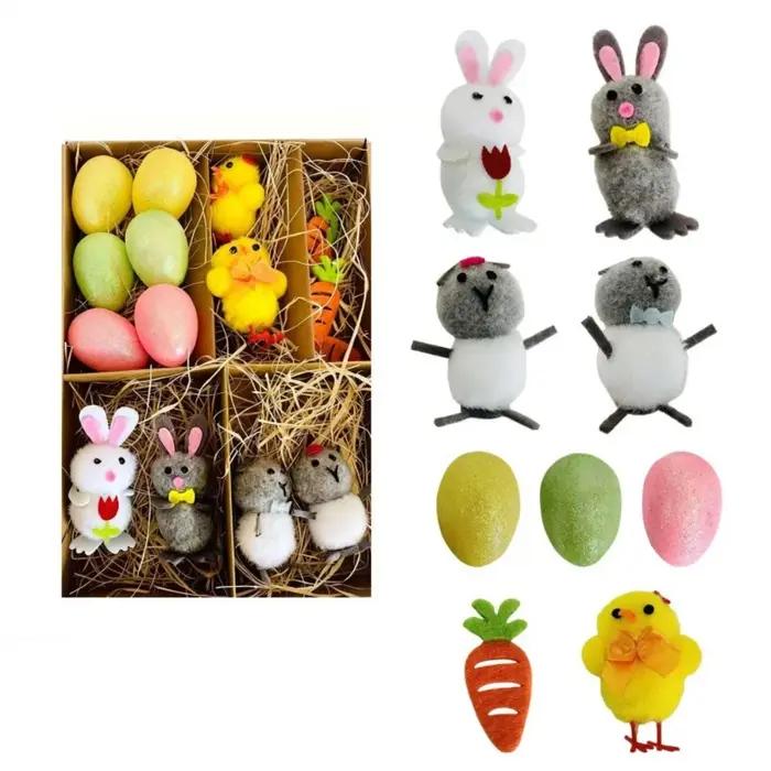 Ornement de Pâques DIY : Figurine réaliste de lapin, poussin ou œuf de Pâques, fait main, mignon, po