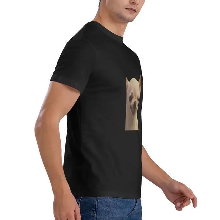 T-shirt imprimé unisexe pour hommes, avec image de Chihuahua rigolote, visage de chien souriant, streetwear