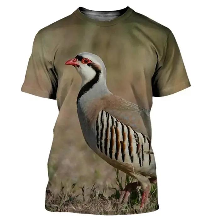 Été animaux caille impression 3D T-Shirt Camouflage chasse hommes col rond t-shirts à manches courtes surdimensionné Harajuku Streetwear t-shirts haut