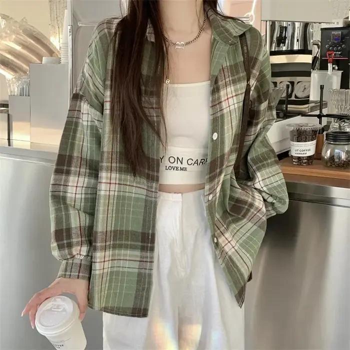 Chemise en flanelle noire pour femmes, manches longues, col boutonné, chemise à carreaux Tartan, ves