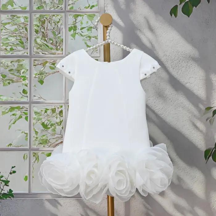 Robe Blanche pour Filles 2026, Nouvelle Robe de Princesse en Coton à Couches d'Air pour Enfants, Ten