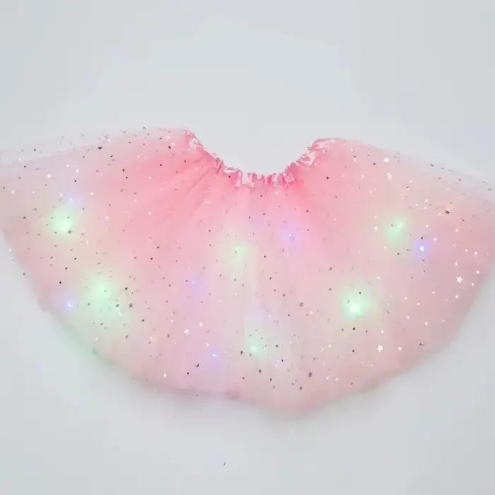 LED lumière brillante femmes Tulle étoile jupe courte Tutu Mini jupe adulte fantaisie Ballet Dancewe