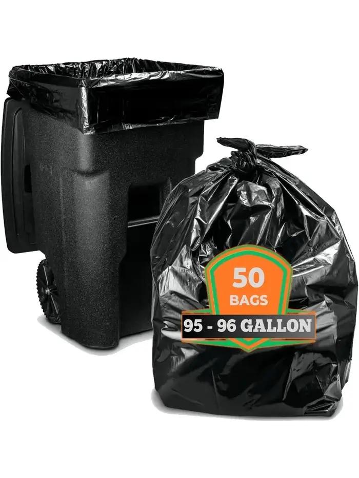 Grands sacs poubelles noirs, extra larges, 90, 95, 96, 100 gallons, 95-96 gallons, rapDuty (méga val