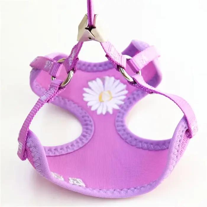 Harnais et laisse pour petits et moyens chiens, ensemble harnais pour chaton, broderie marguerite, collier pour chiot, chaton mignon, Chihuahua, Yorkie