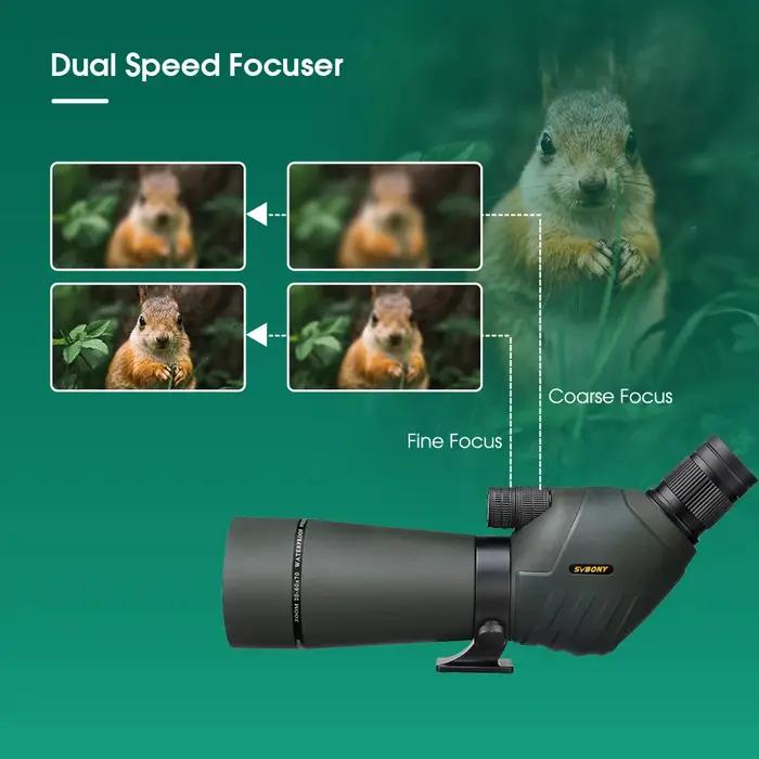 Lunette d'observation Svbony SV411 20-60x70mm HD double focus 45 degrés pour tir cible observation oiseaux