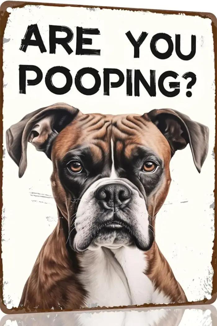Panneau métal forme chien Boxer drôle décoration murale salle bains ferme vintage cadeau amoureux chiens boxers occassions spéciales