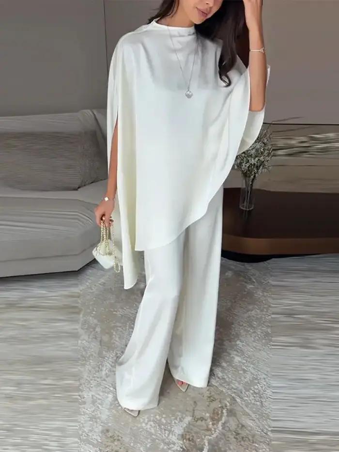 Ensemble chic pour femme : haut à ourlet irrégulier