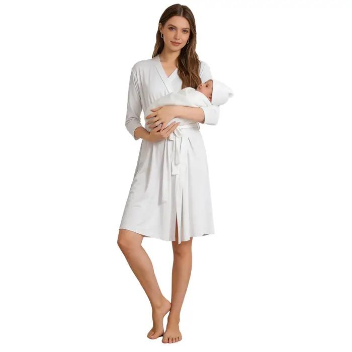 Vêtements de maternité et d'allaitement : Robe de travail et d'accouchement pour maman avec couverture d'emmaillotage