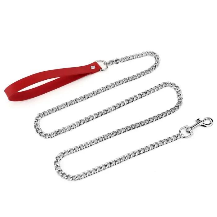 Laisse pour chien en métal avec poignée confortable, sécurité améliorée et confort, chiens de taille moyenne et petite, 120cm