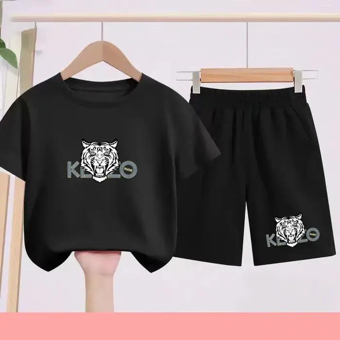 T-shirts d'été noirs et blancs pour enfants