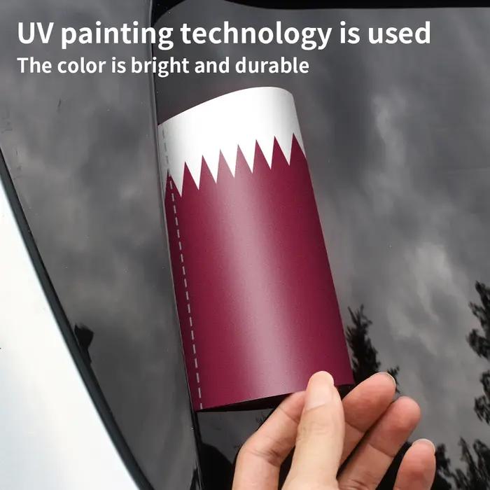 Autocollant 3D Logo Drapeau du Qatar PVC Noir Protection Solaire Fenêtre Voiture Occasions Spéciales