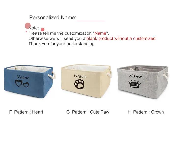 Boîte à jouets personnalisable pour chien pliable avec poignées confortables en lin pour rangement et décoration maison occassions spéciales chiens jouets
