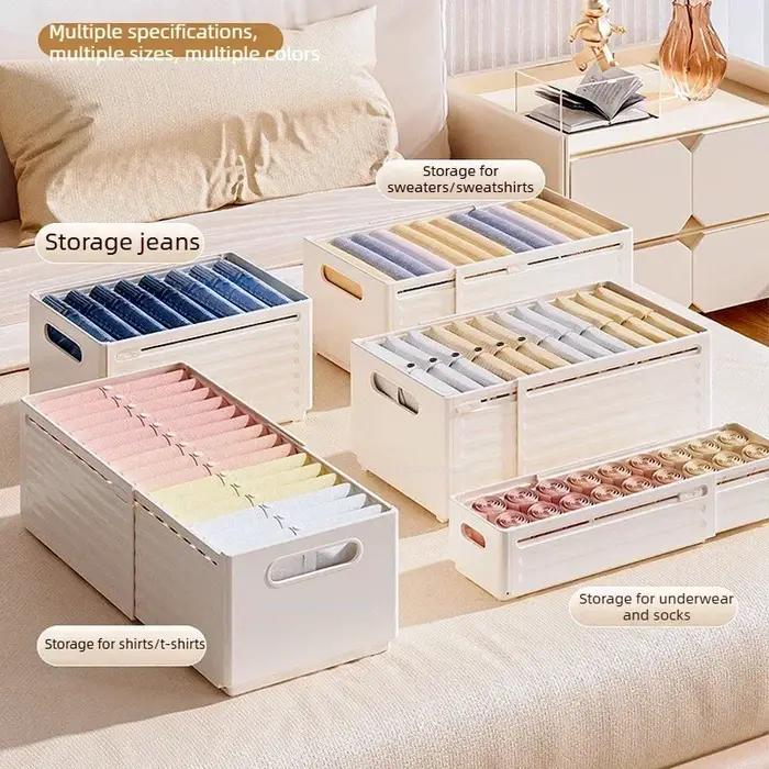 Boîte de rangement ajustable à la japonaise pour vêtements, organisateur multifonctionnel de placard et armoire, solution de rangement durable pour maison