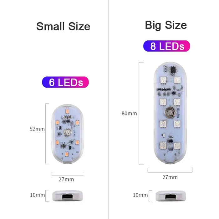 1 pièces Mini USB Type C charge LED veilleuse 6/8 SMD capteur tactile voiture atmosphère lampe placa