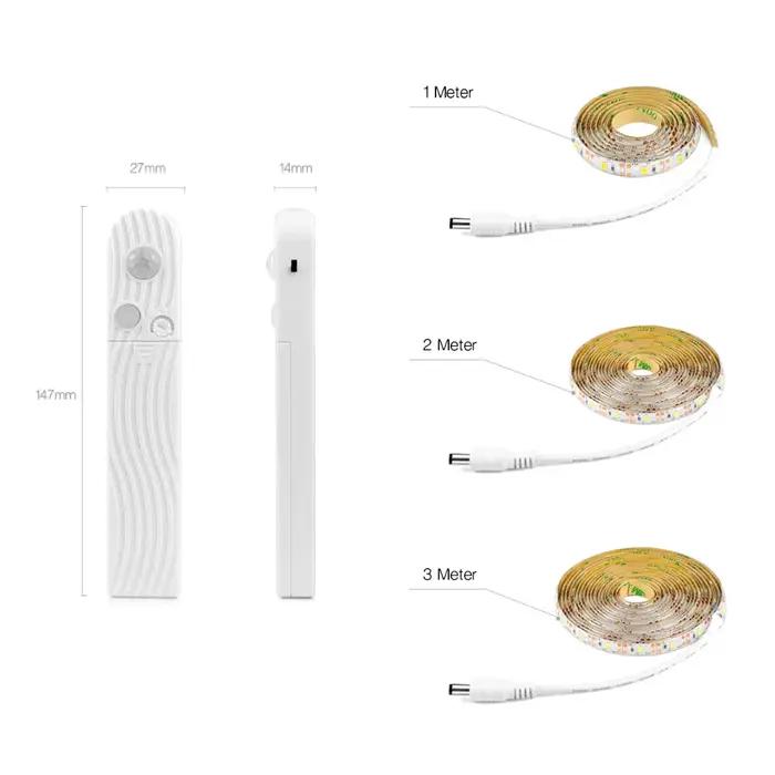 LED sous armoire lumière LED bande lampe à LED avec capteur de mouvement PIR sans fil Port USB lumiè