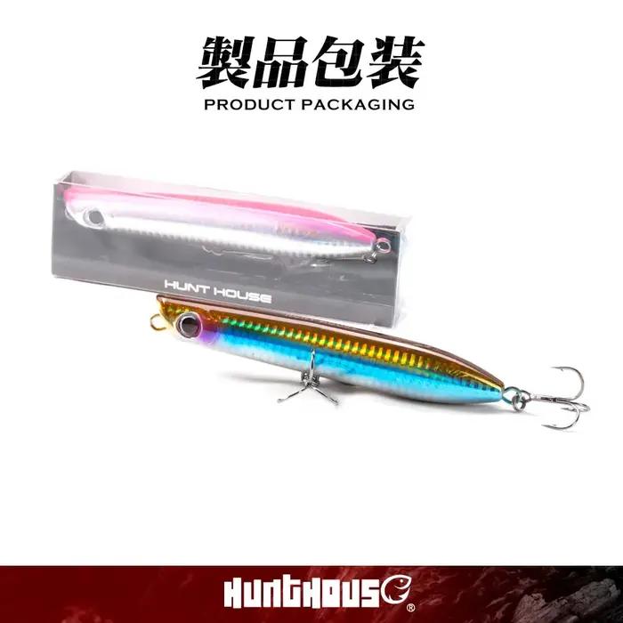 Leurre de pêche Hunthouse Surface Popper 130mm popper dur pour thon et bar rayé en eau de surface océanique pour pêcheurs amateurs et professionnels
