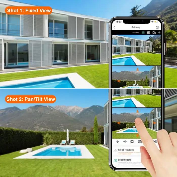Caméra PTZ WiFi 8MP 4K double objectif AI détection humaine - Surveillance extérieure chasse