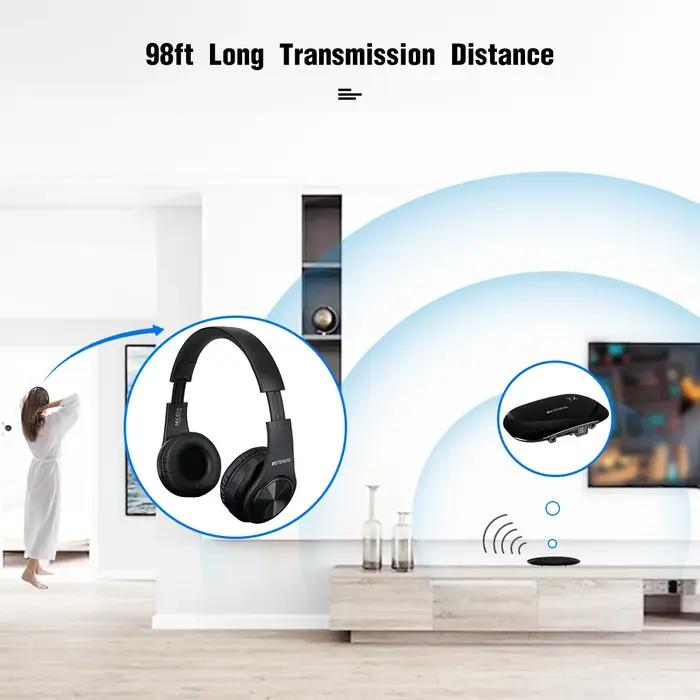 Retekess-Casque sans fil pliable TA005, stéréo, TV, sauna, signal téléphonique, portée 30m, clé muet
