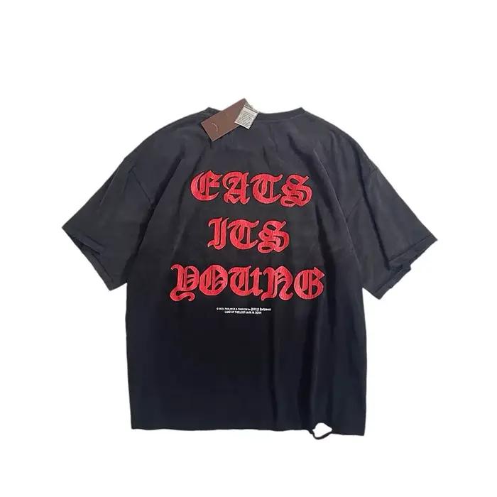 T-shirt délavé noir style urbain 26SS pour homme et femme – Qualité supérieure