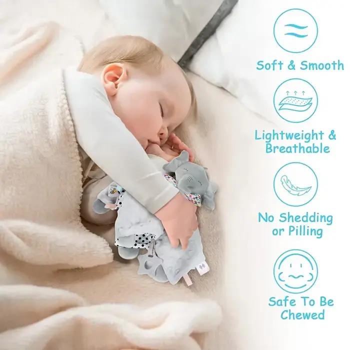 Doudou personnalisé pour bébé en forme de lapin avec hochet en silicone, personnalisable avec le nom