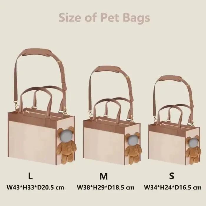 Sac de transport créatif pour animaux de compagnie, grande capacité, extérieur, une épaule inclinable, fourre-tout pour chat, petit chien, ours brun